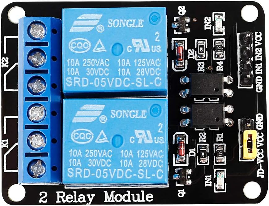 SunFounder 2 Channel DC 5V Relay Module with Optocoupler Low Level Trigger Expansion Board for Arduino R3 MEGA 2560 1280 DSP ARM PIC AVR STM32 Raspberry Pi: Computers & Accessories