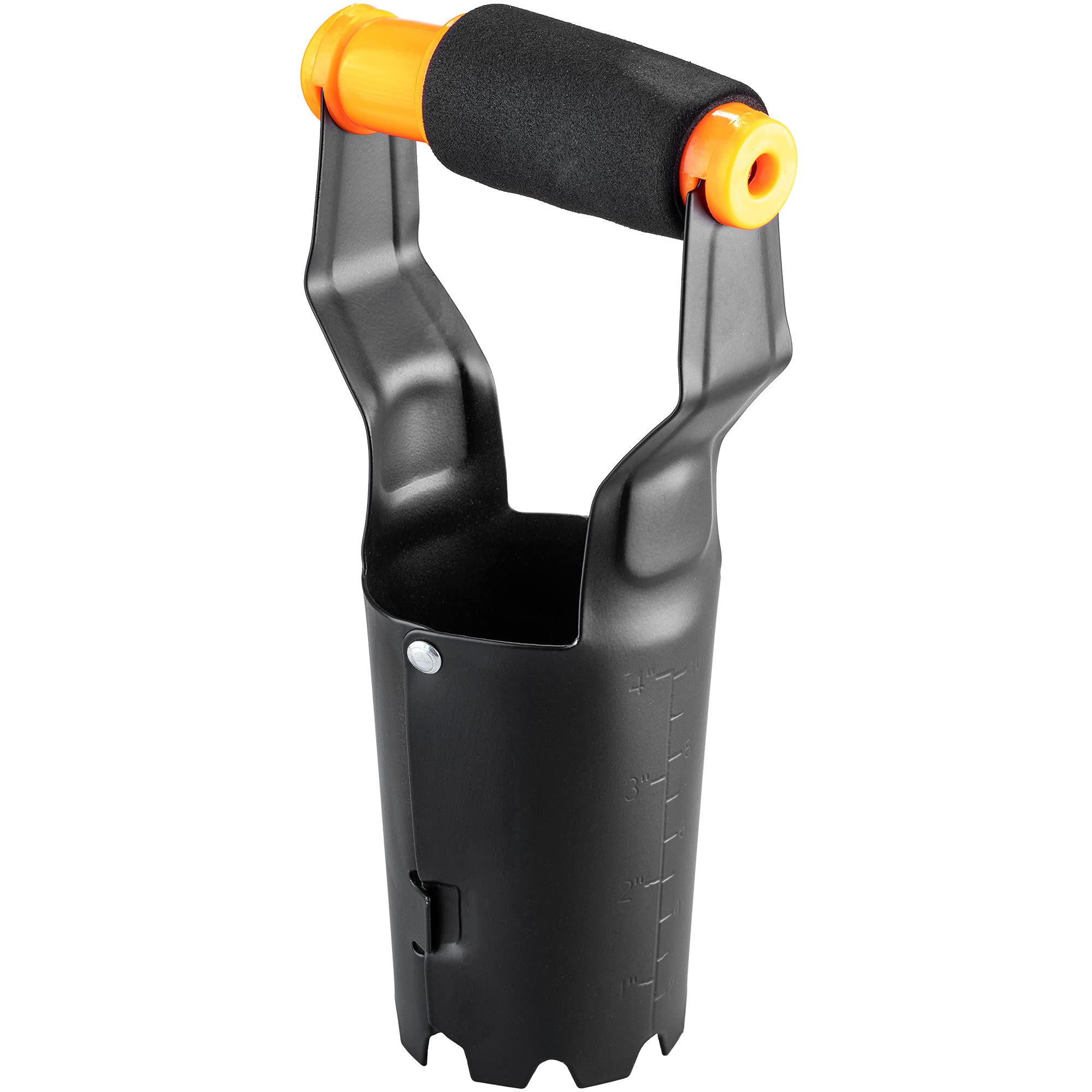 KADAX Metal Plant Hole Punch Automatic Planter with Comfortable Plastic Handle Flower Bulb Planter with Automatic Release and Depth Scale (Black/Orange)