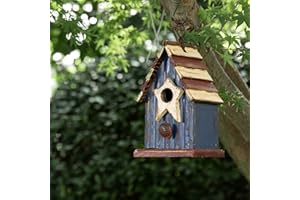 Glitzhome 9"H Rustic Patriotic Garden Distressed Wooden Decorative Bird House