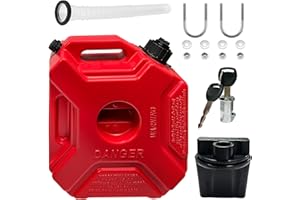 PFTJUJUDAN 1.3 Gallon Motorcycle Can with Lock & Key, 5L Red Storage Cans,Portable Tank Container,Emergency Backup Tank for Car Motorcycle UTV SUV