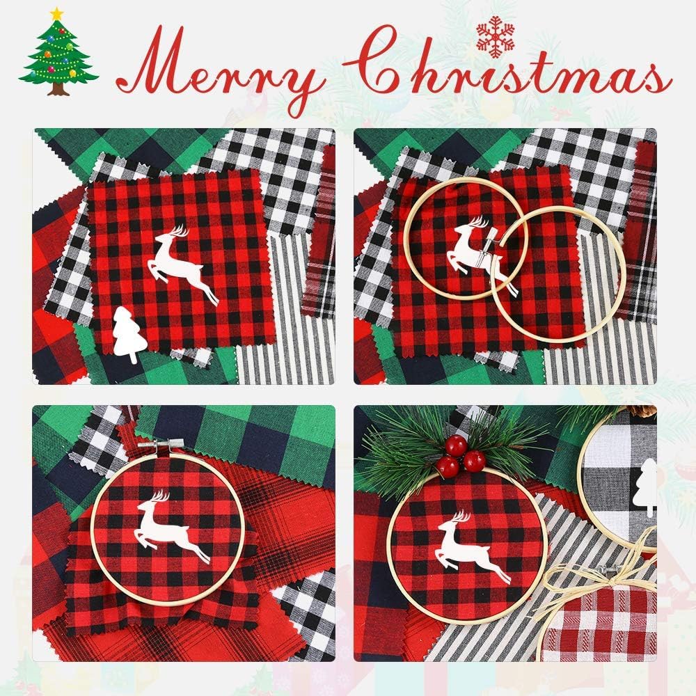 Caydo 12 Pieces 3 Inch Wooden Round Embroidery Hoops Adjustable Circle Cross Stitch Hoop Ring Bulk for Christmas Home Ornaments, Art Craft Handy Sewing