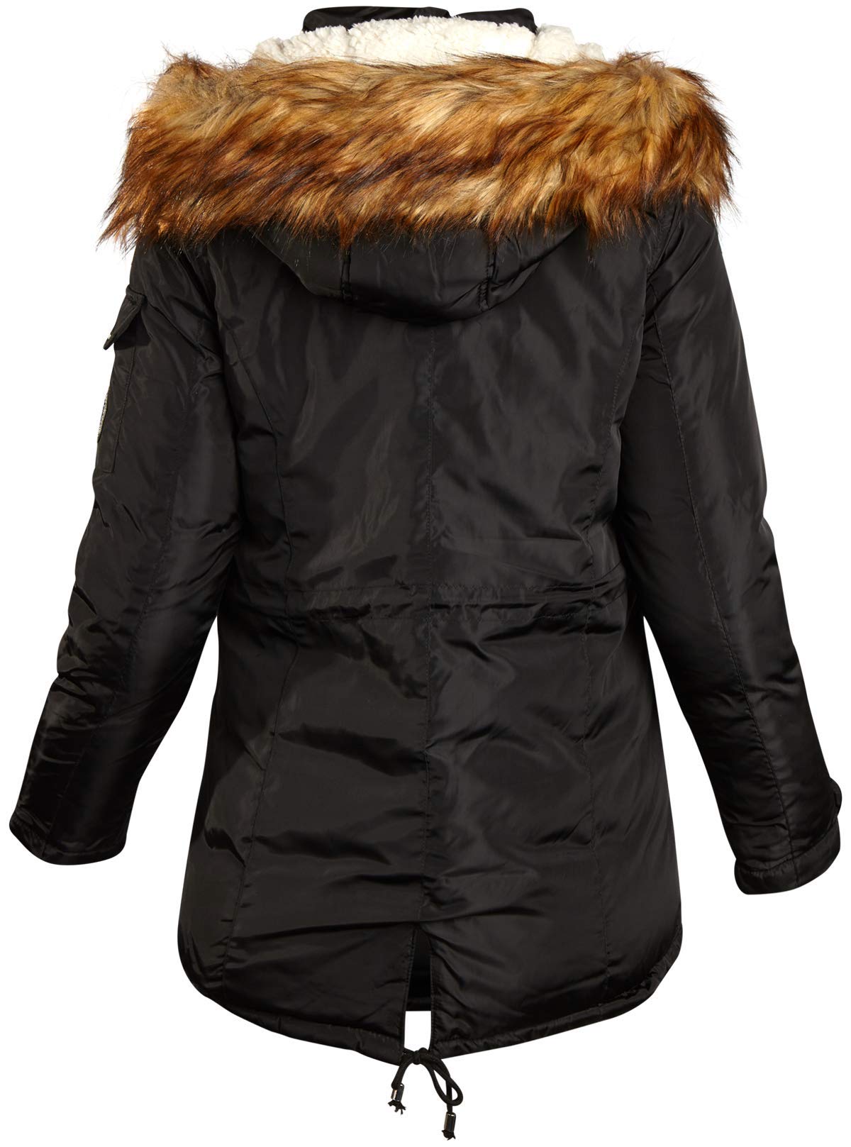 Madden Girl Women’s Heavyweight Puffer Anorak Jacket with Sherpa Fur