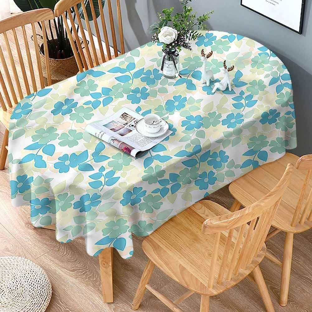 shirlyhome Table Cloth Oval Flower Waterproof Tablecloth Nostalgic Flower Summer Decoration