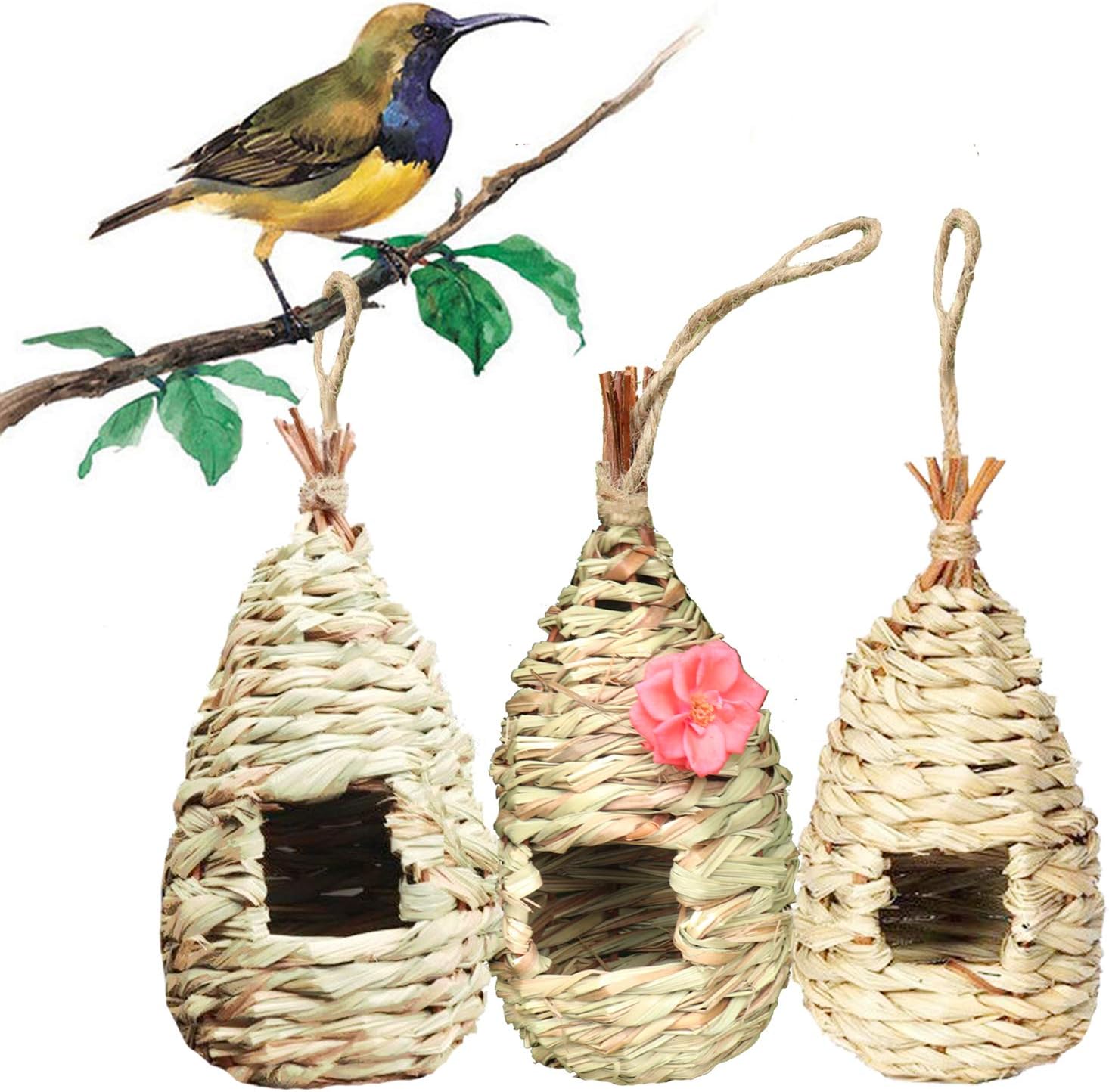 ACTREY Hummingbird House Set of 3, Hand Woven Hummingbird