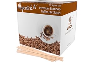 Majestick Goods Bamboo Wooden Coffee Stir Sticks 1000 Count | 7.5" Premium Wooden Coffee Stirrers | Non-Plastic Eco-Friendly Wood Stirring Stick, Disposable Drink Stirrer 1000/Box 7.5 inch Stirs
