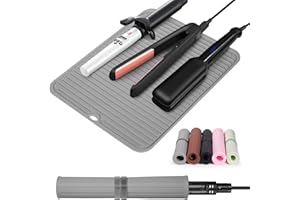 Quccefods Heat Resistant Large Silicone Mat for Hair Styling Tools - Curling Irons, Flat Irons, Hair Straighteners - Portable Vanity Pad