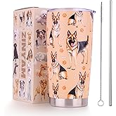 ZINYAM German Shepherd Gifts Tumbler 20oz - Stainless Steel Insulated Cup with Lid & Straw, Dog Lover Gift for Women Men