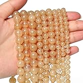 45pcs 8mm Natural Stone Beads Gold Rutilated Quartz Beads Crystal Gemstone for Jewelry Making, DIY Bracelet Necklace