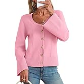 Saodimallsu Womens Bell Sleeve Cardigan Sweaters Button Down Long Sleeve Fall Trendy Sweaters 2025 U Neck Knit Outwear