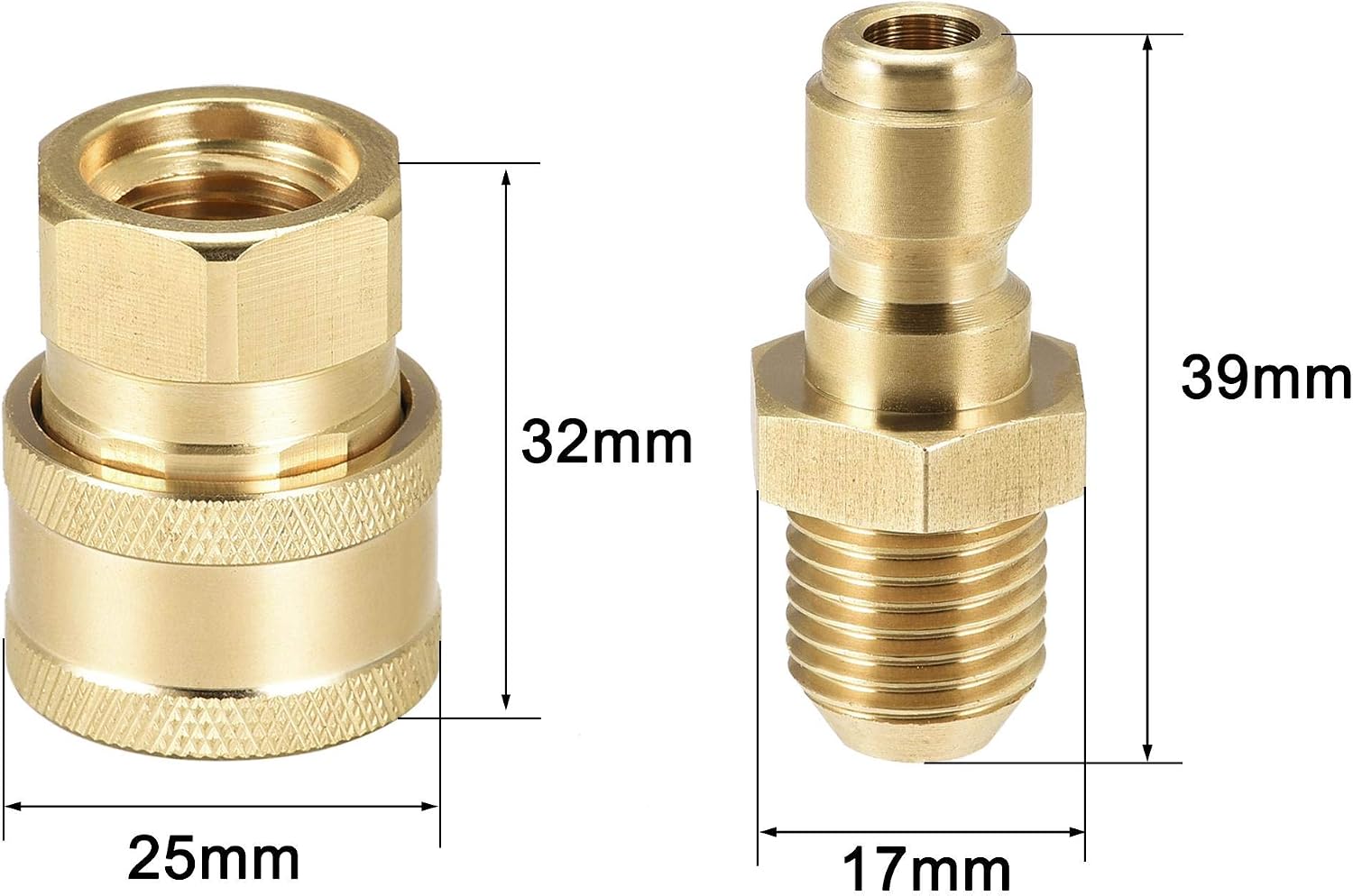 sourcing map Garden Hose Brass Quick Connect Set Fittings M14x1.5 Male & Female Thread Water Hose Connectors Pressure Washer Adapter Connectors - Image 3