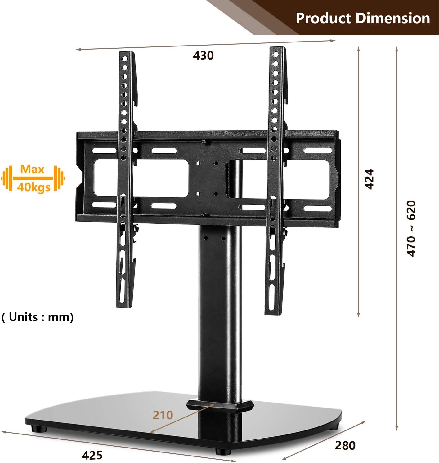 RFIVER Swivel Tabletop TV Stand with Arc Base for 3255 inch LCD/LED