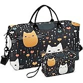 Cute Cats Flower Travel Duffle Bag Gym Yoga Carry on Bags for Men Women Weekender Bag