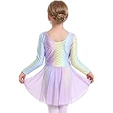 MdnMd Toddler Girls Long Sleeve Ballet Leotards Dresses Dance Skirt Ballerina Tutu Outfits