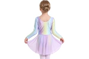 MdnMd Toddler Girls Long Sleeve Ballet Leotards Dresses Dance Skirt Ballerina Tutu Outfits