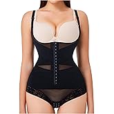 Nebility Shapewear Bodysuit Waist Trainer Open Bust Bodysuits for Women Tummy Control Criss-Cross Body Shaper