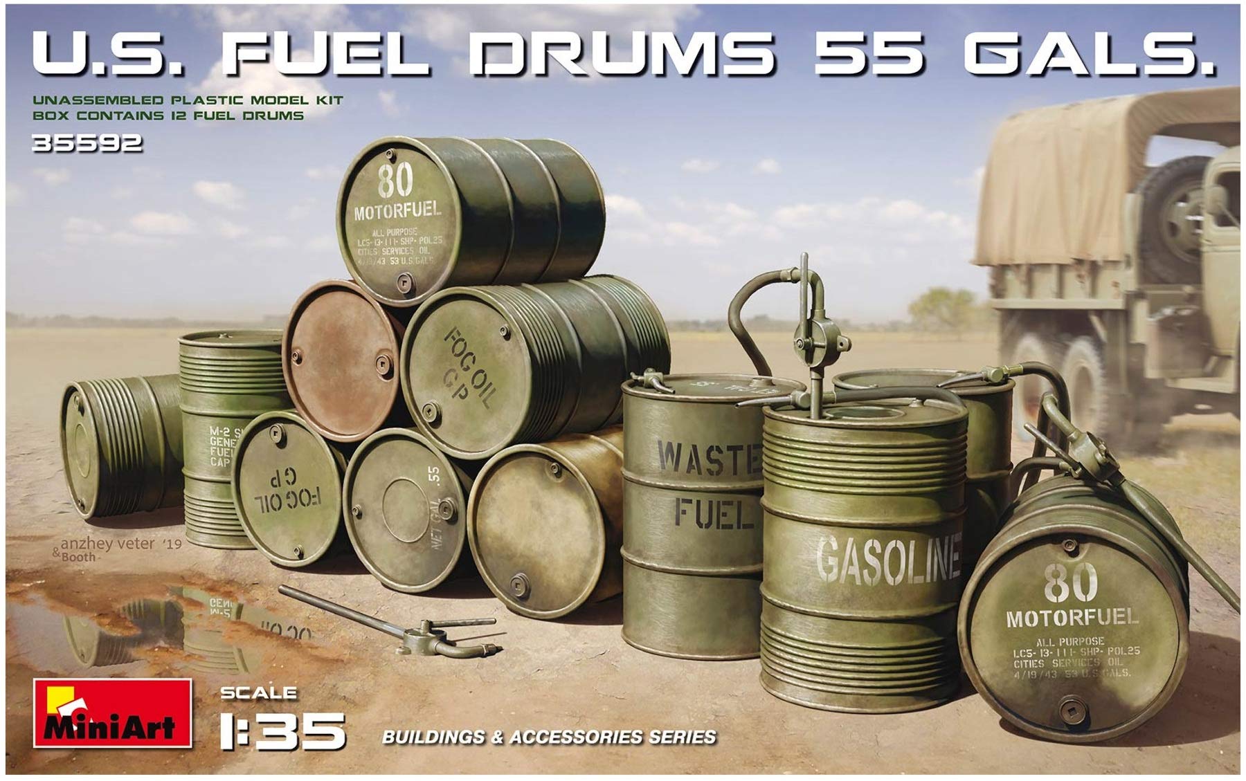 Miniart 1: 35 - US Fuel Drums (55 Gals)