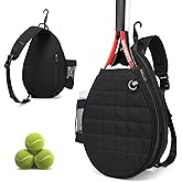 KAVIGOR Tennis Bag, Tennis Backpack Holds 2 Rackets, Quilted Crossbody Sling Bag, Waterproof Pickleball Bags with Safety Pocket for Women and Men