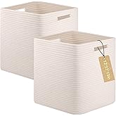 OIAHOMY Storage Cubes, 13 Inch Cube Storage Organizer, Collapsible Storage Bins, Baskets for Organizing, Storage Bins for Shelves-White, 2-PACK