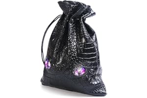 BYHOO DND Dice Bag Dragon Leather DND Dice Pouch Storage Bag Black Bag of Dice Coin Bag Glow Eyes DND Leather Dice Bag Holds 6 DND Dice Set for RPG DND Game Accessories DND Gift