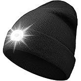Unisex Beanie with Light, Hat with Light Built in USB Rechargeable Headlamp, Gifts for Men Dad Father Husband Him