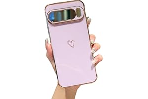 ZTOFERA Designed for Google Pixel 10/10 Pro Case,Cute Plating Edge Love Hearts Pattern with Camera Lens Protection Phone Cove
