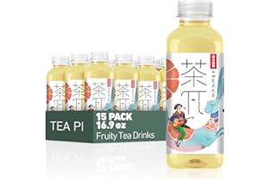 茶Π Tea PI Iced tea – Jasmine Green Tea, Grapefruit Sweet Iced Fruit Tea Bottles, Real Juice, -16.9 fl oz, 500mL, 15 Pack