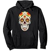 Funny Halloween Flowers Sugar Skull Dia De Los Muertos Pullover Hoodie