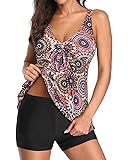 Yonique Women 2 Piece Flowy Tankini Swimsuits with