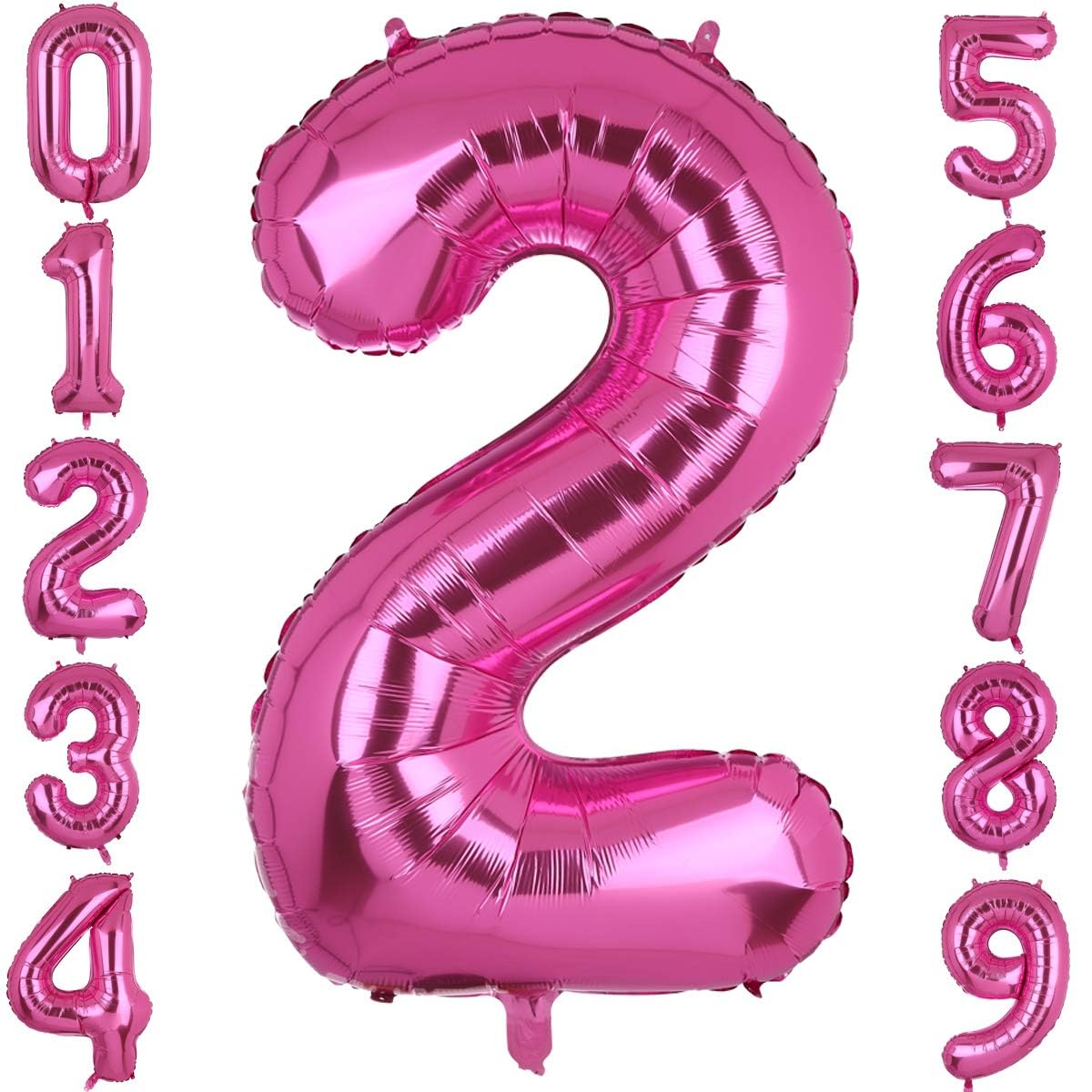 40 Inch Large Foil Number 2 Balloons Hot Pink Big Mylar Helium Balloon Birthdays Party Decorations Supplies Girls (Hot Pink 2)