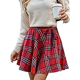 CUPSHE Skirts Lace-up Plaid mini Skirt Gingham High Waist Mini Skirts Casual Vacation