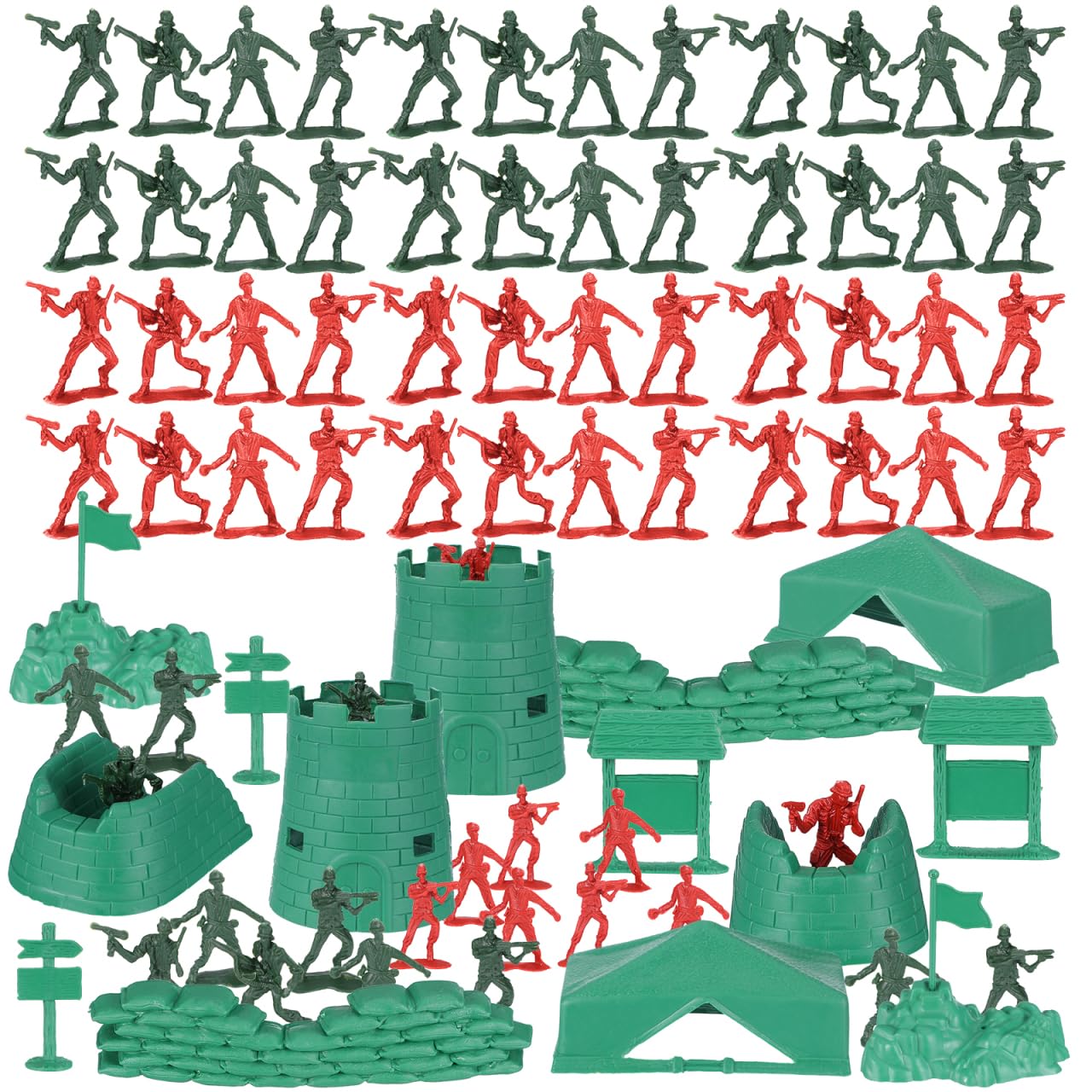 TOYANDONA 200pcs Men Action Figures, Mini Soldier Model Toys Plastic Military Men Figures Soldier Toy for Kids (Red+Green)