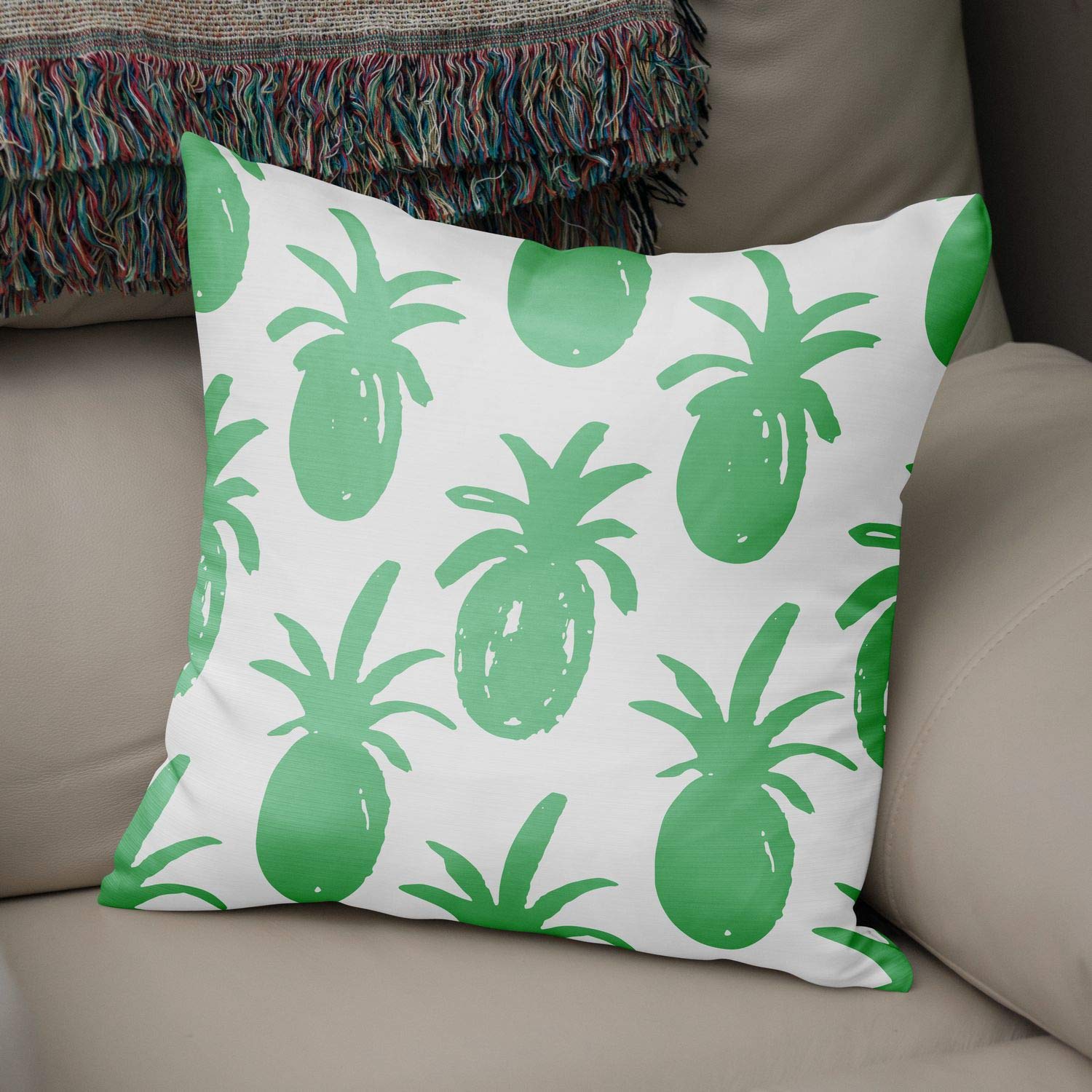 Bonamaison Decorative Cushion Cover Petrol Green & White, Throw Pillow Covers, Home Decorative Pillowcases for Livingroom, Sofa, Bedroom, Size: 43X43 Cm - Designed and Manufactured in Turkey