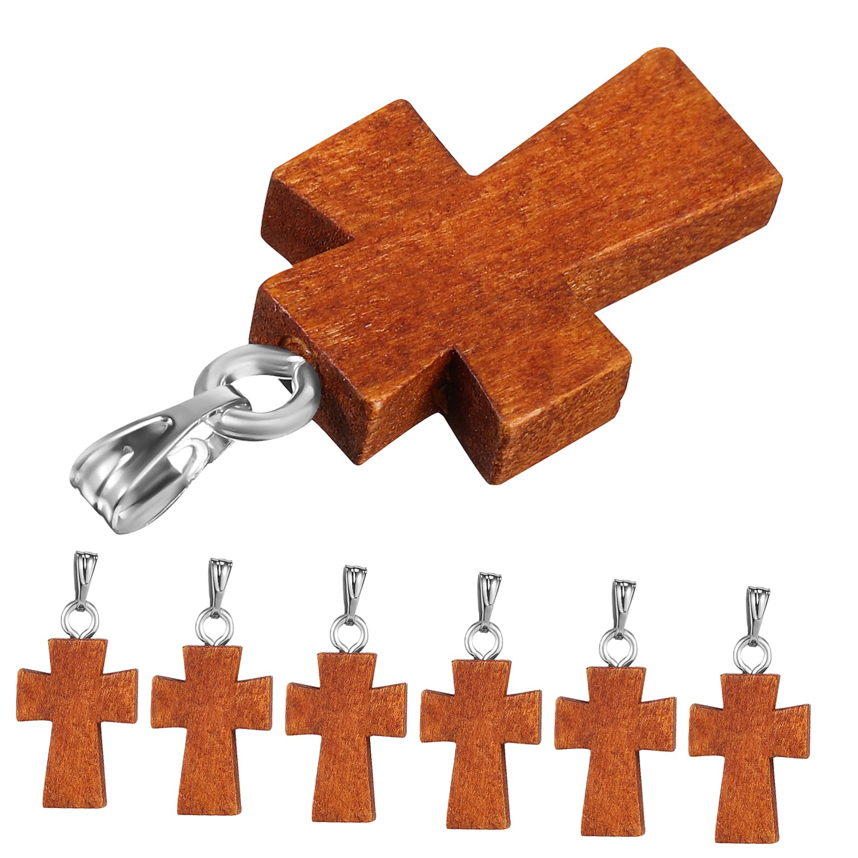 FUNOMOCYA 15pcs Wooden Cross Charms Diy Jewelry Pendants for Bracelet Necklace Crafting and Unique Decorations for Handmade Jewelry Making