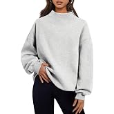Trendy Queen Womens Mock Neck Sweatshirts Oversized Pullover Fall Outfits | Fall Fashion Clothes 2026,Airport Travel Outfits,Long Sleeve Tops,Trending Soft Fleece,Casual Work Hiking Lounge Clothing