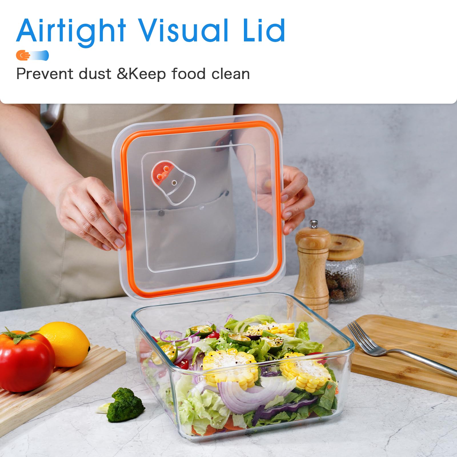 NUTRIUPS 2.6QT Square Glass Baking Dish with Lid, 8×8 inches Deep Square Baking Dish with Lid, Glass Baking Dishes for Oven