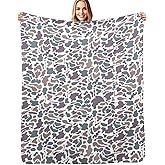 WEIYUHPIG Camo Throw Blanket,Camouflage Hunting Army Bedding Soft Fluzzy Fleece Flannel Blanket,Camo Blankets Gifts for Man Boy,Veteran Gifts, (White, 60x 80 Inches)