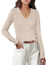 ANRABESS Womens Long Sleeve Cable Knit Sweater 2025