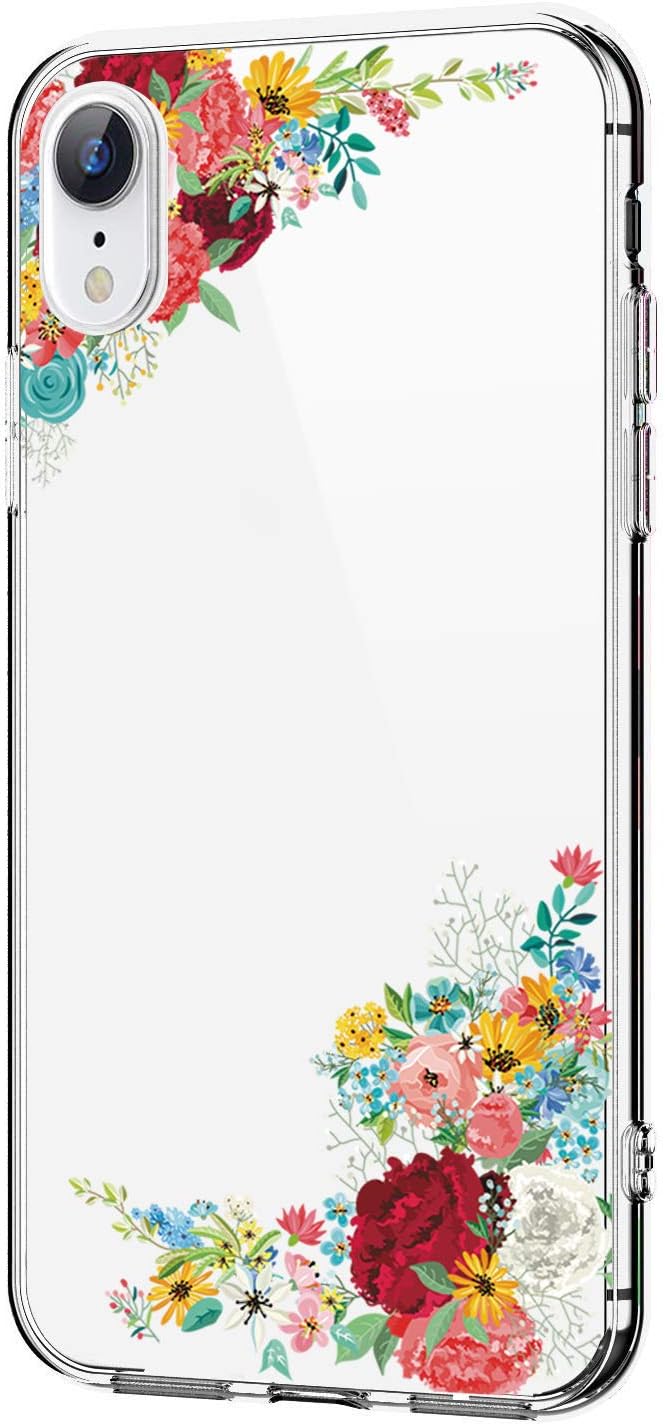 Case Compatible with iPhone Xs Max XR Phone Case Silicone Gel Rubber Clear Flower TPU Bumper Shockproof Protective Cover