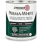 Zinsser 02774 PERMA-WHITE Mold &amp; Mildew Proof Interior Paint, Quart, Eggshell White