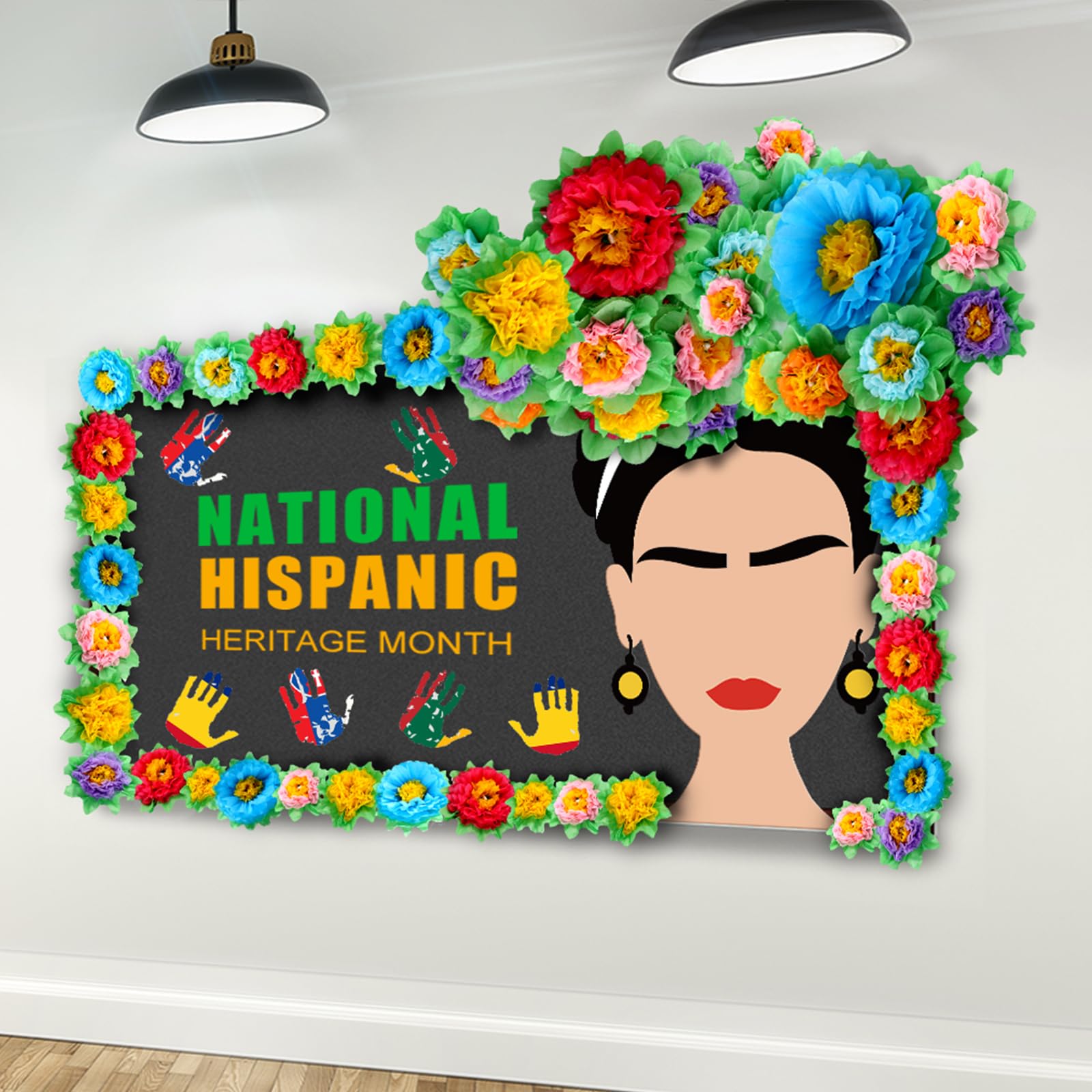Photo 1 of Fuutreo 25 Pcs Large Hispanic Heritage Month Decorations 27.6 x 40 Inch Spanish Classroom Decorations with Mexican Paper Flowers for Latino American Spanish School Classroom Bulletin Board Decor