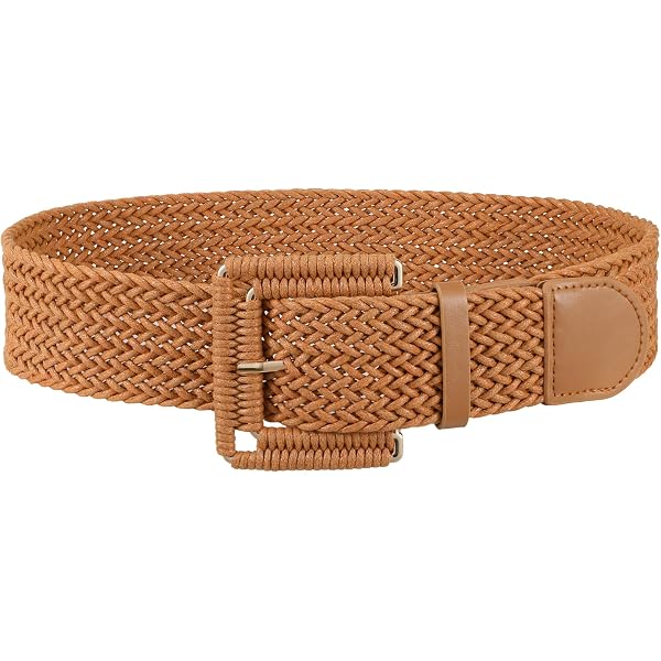 Pettata Straw Woven Elastic Belt for Women Dresses Wide Boho  display picture 3