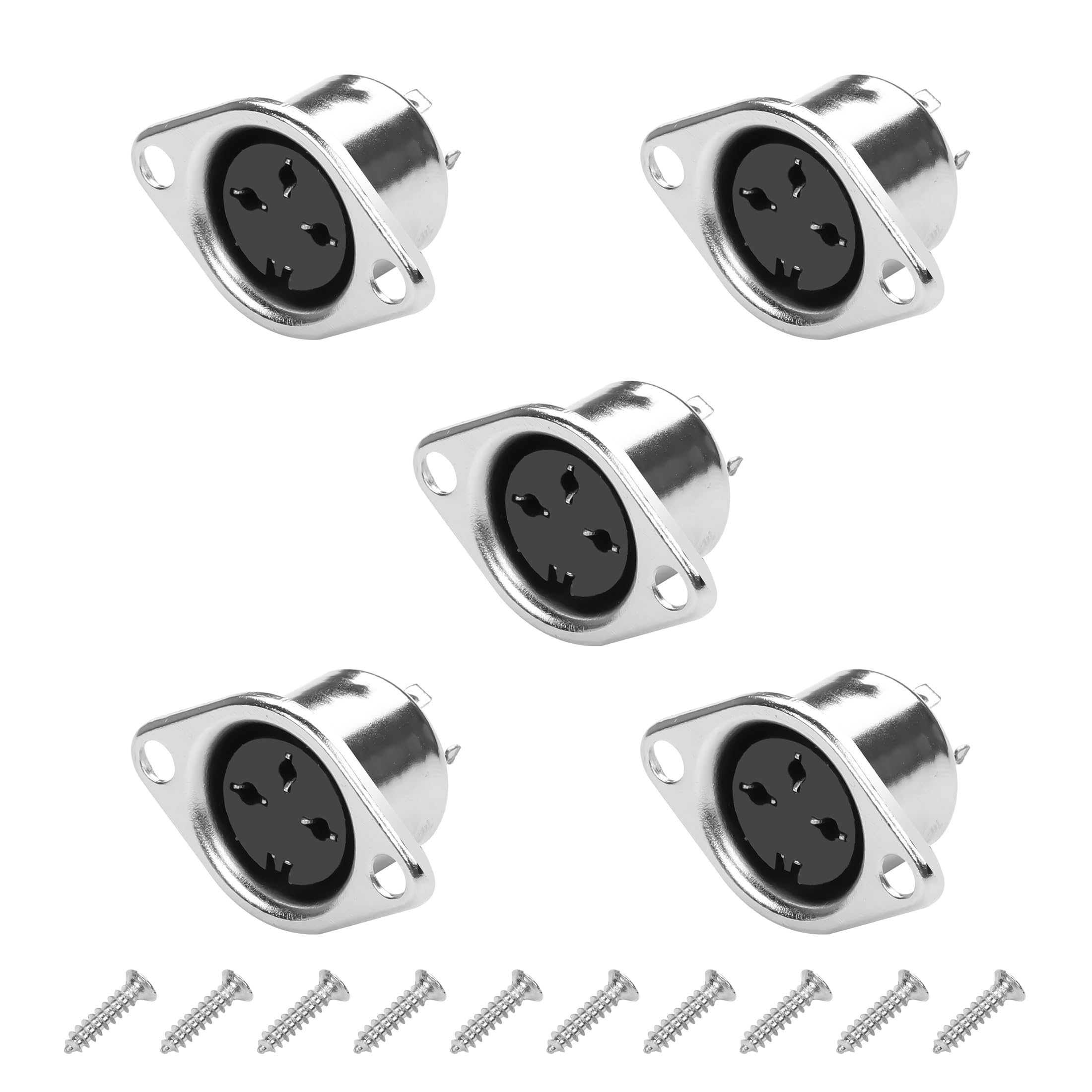 YAODHAOD Metal DIN Socket 3 to 8-pin,Panel Audio Signal Socket Installation,Pure Copper Core MIDI Connector (5 PCS) (DIN-MIDI-3pin)