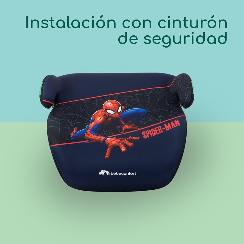 Marvel Manga i-Safe, Assento Elevador de Carro, Cadeirinha Marvel Legends Spiderman, 6-12 anos, 128–150 cm, 22-36 kg, Leve, Instalação Fácil com Cinto, Almofadado, Homem-Aranha Autêntico