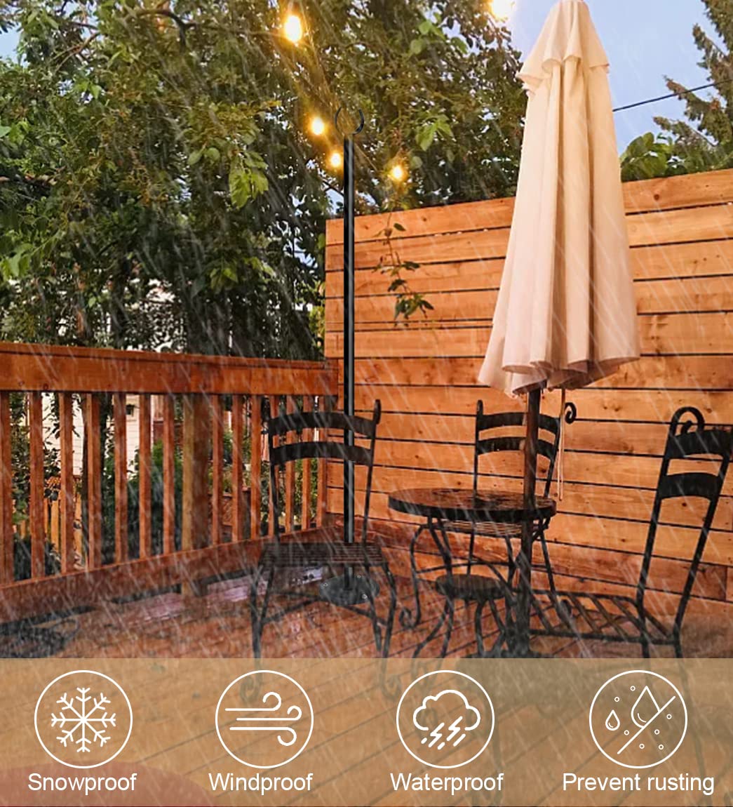 thumbnail image 2 of Backyard Light Holders Outdoor String Light Poles - 8ft Metal Light Poles With Hooks For Patio & Backyard Lighting String Light Poles For Deck 2 of 12