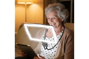 HQGZQL Large 10X Magnifying Glass with Light, Hands Free Magnifying Glass for Reading, Full Book Page Magnifier with 50 LED Lights, Flexible Gooseneck Magnifiers for Seniors Low Vision (Black)