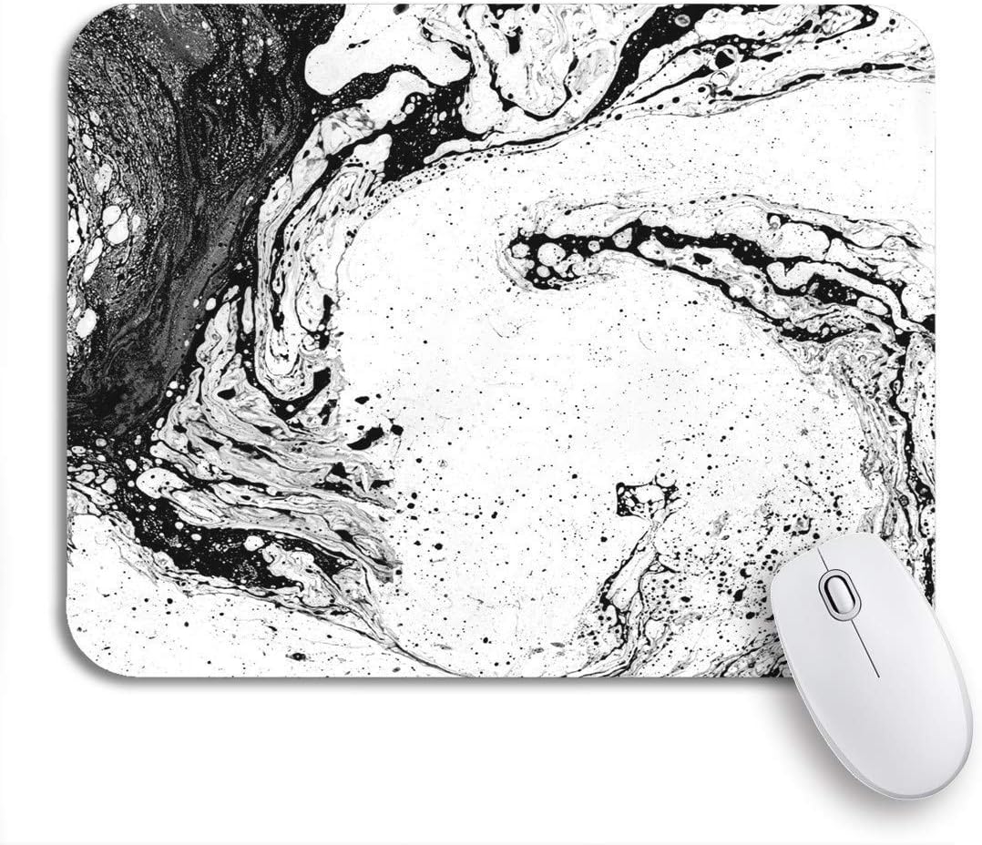 Gaming Mouse Pad Gray Black and White Abstract Marbled Ink