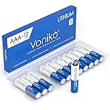 Voniko AAA Batteries, 12 Pack 1.5V Lithium AAA Batteries—High Performance Triple AAA Long Lasting Battery for Flashlight, Toy
