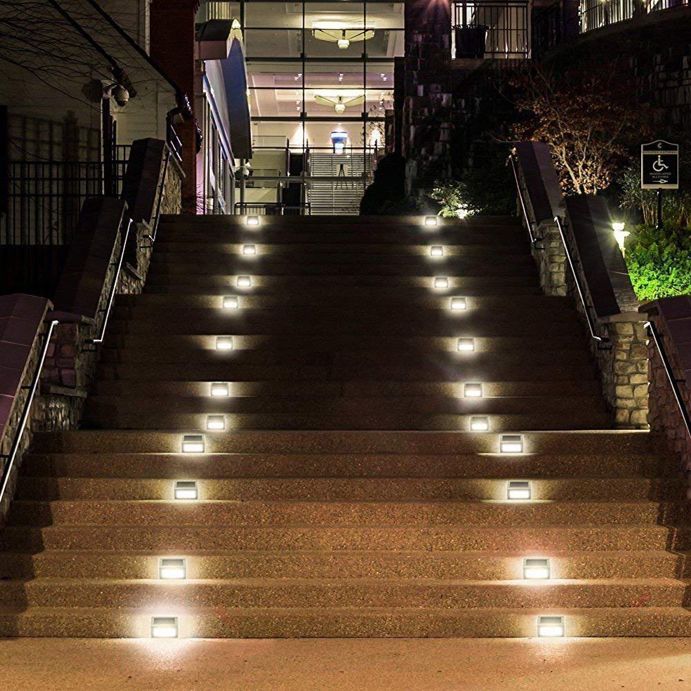 ELECCTV 6 Pack Solar Step Lights 3 LED Solar Powered Stair Lights Outdoor Lighting for Steps Paths Patio Decks Waterproof