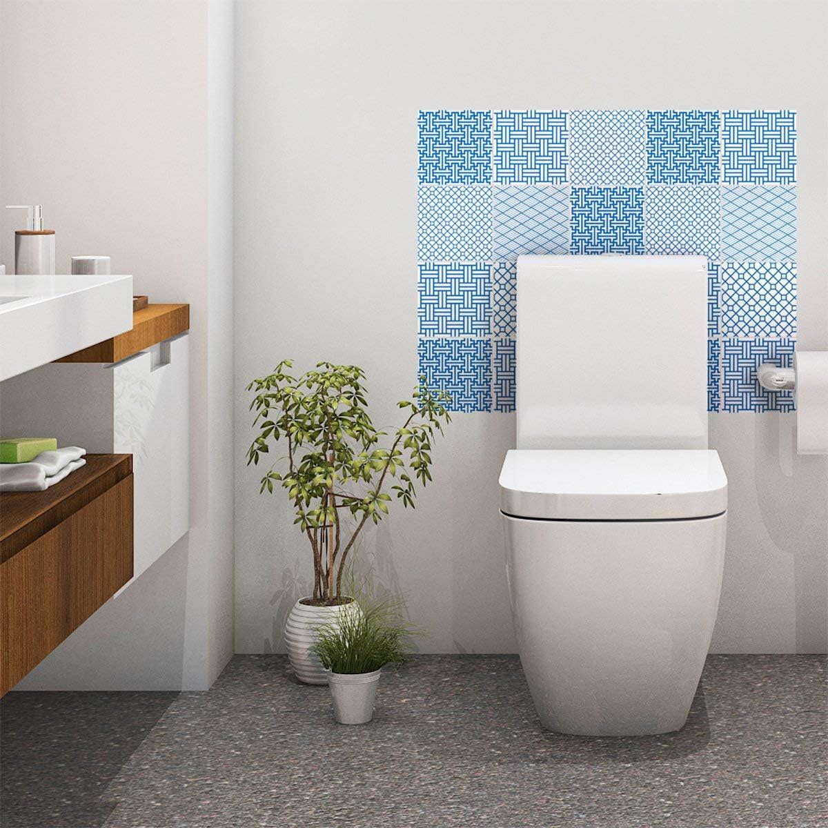 Ambiance Sticker Self-Adhesive Decorative Wall Decal Cement Tile for Bathroom and Kitchen Finlande - Pack of 9 Stickers of 20 x 20 cm - Image 4