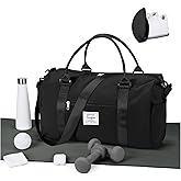 Gym Bag for Women Men with Shoes Compartment Sports Duffle Bag Personal item travel Duffel Bags Small Carry on Weekender Overnight Tote Bags Workout Dance Bags Hospital Holdalls Black